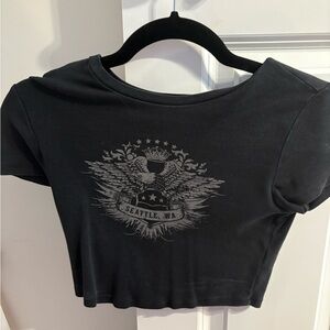 Garage Black Graphic Crop Top